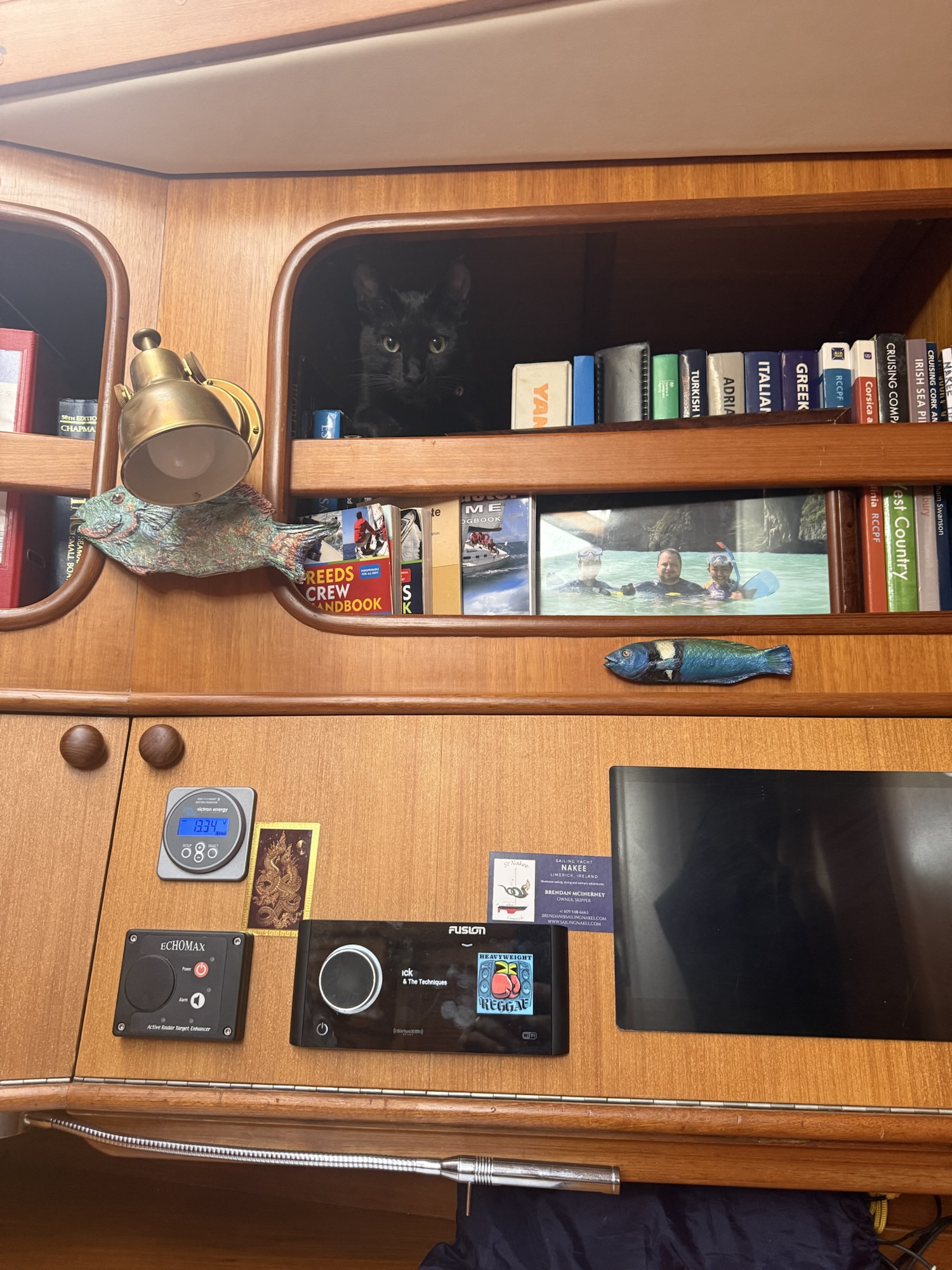 Cat Monitor Installed at Nav Desk aboard Nakee